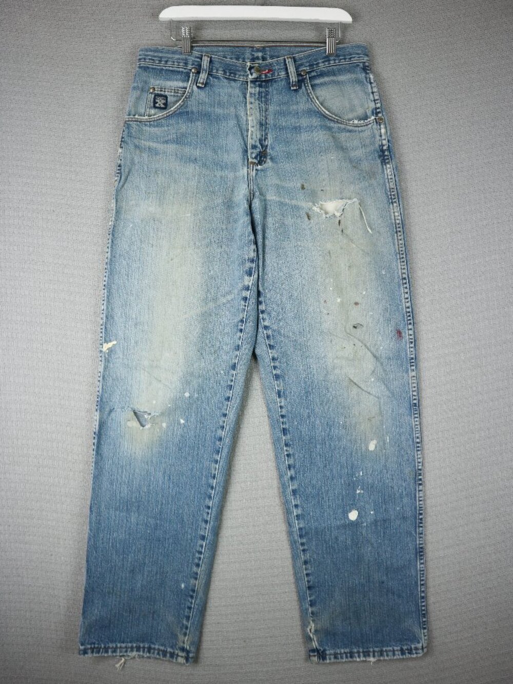 Wrangler 20X Mens Light Wash Straight Leg Western Jeans 33x33 Distressed Vintage